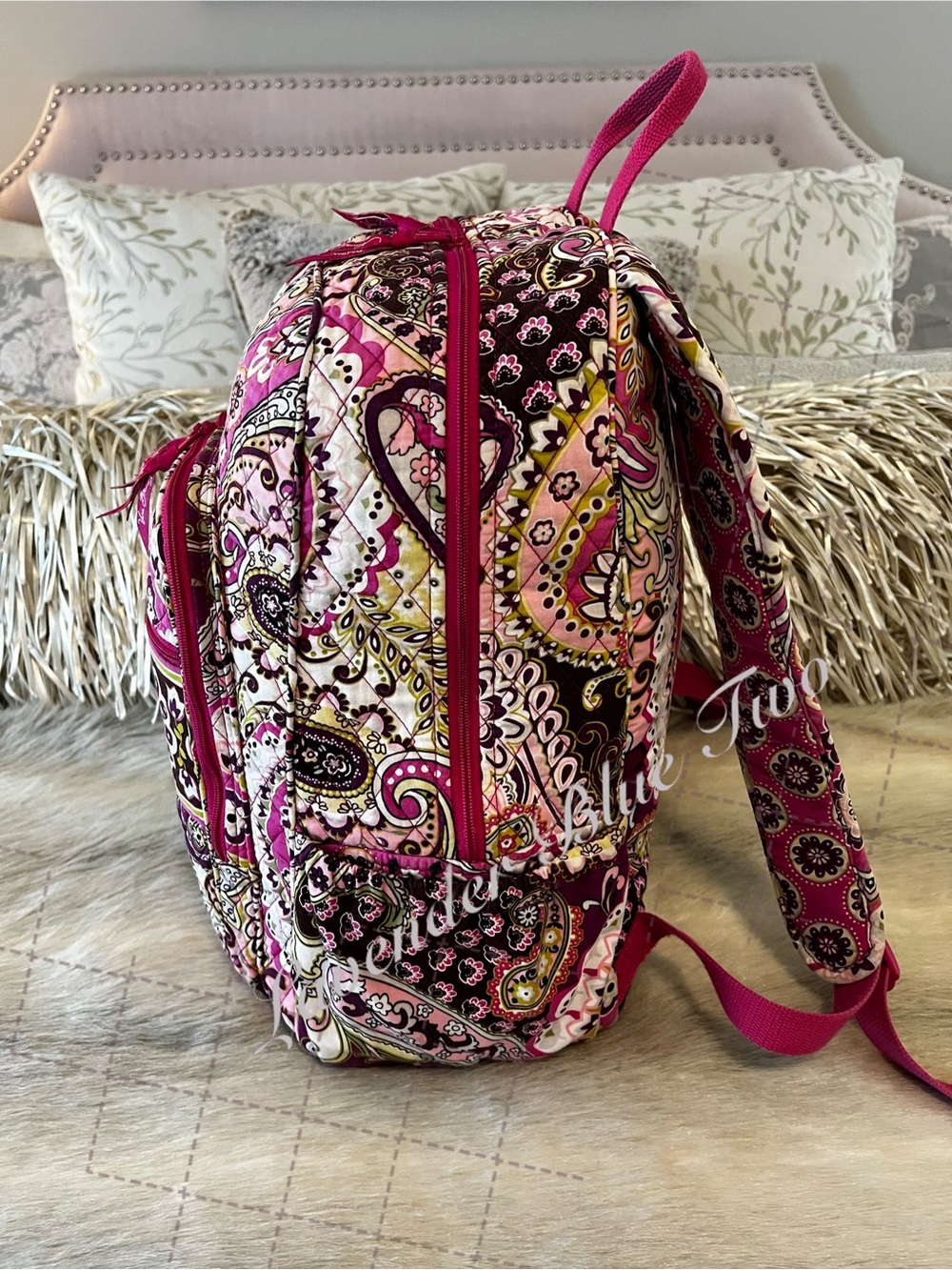 VERA BRADLEY Very Berry Paisley 2010 Essential Backpack Pink Purple Y2K Padded - Picture 11 of 17